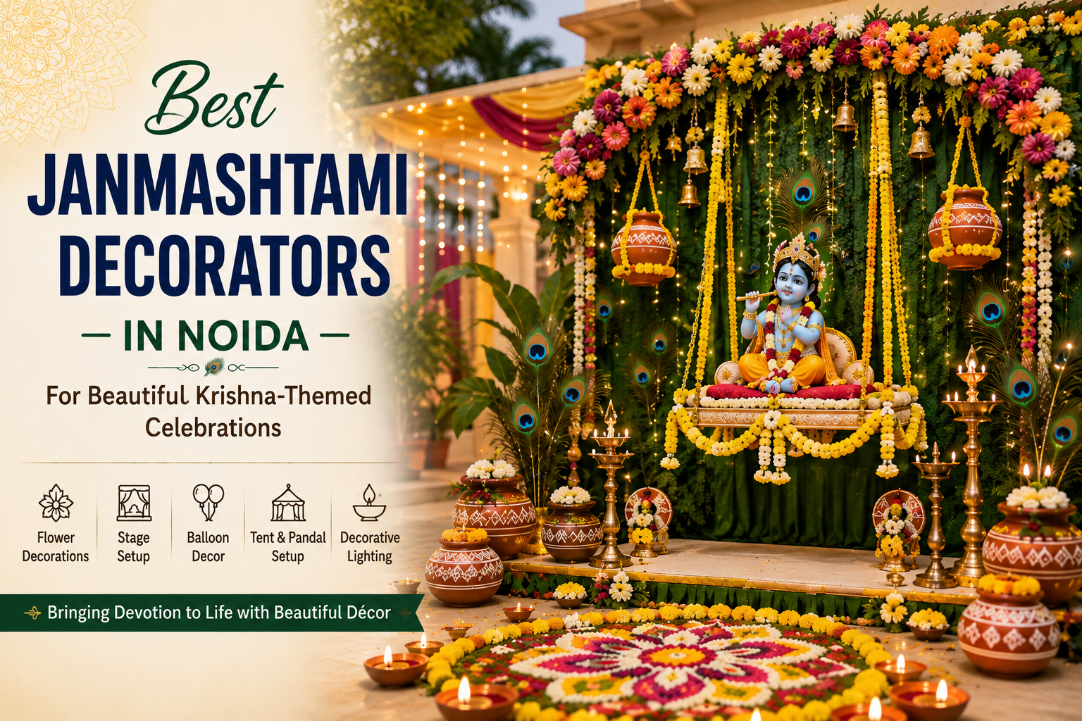 Janmashtami Decorators in Noida: Create a Divine and Beautiful Krishna Celebration janmashtami decorators in noida